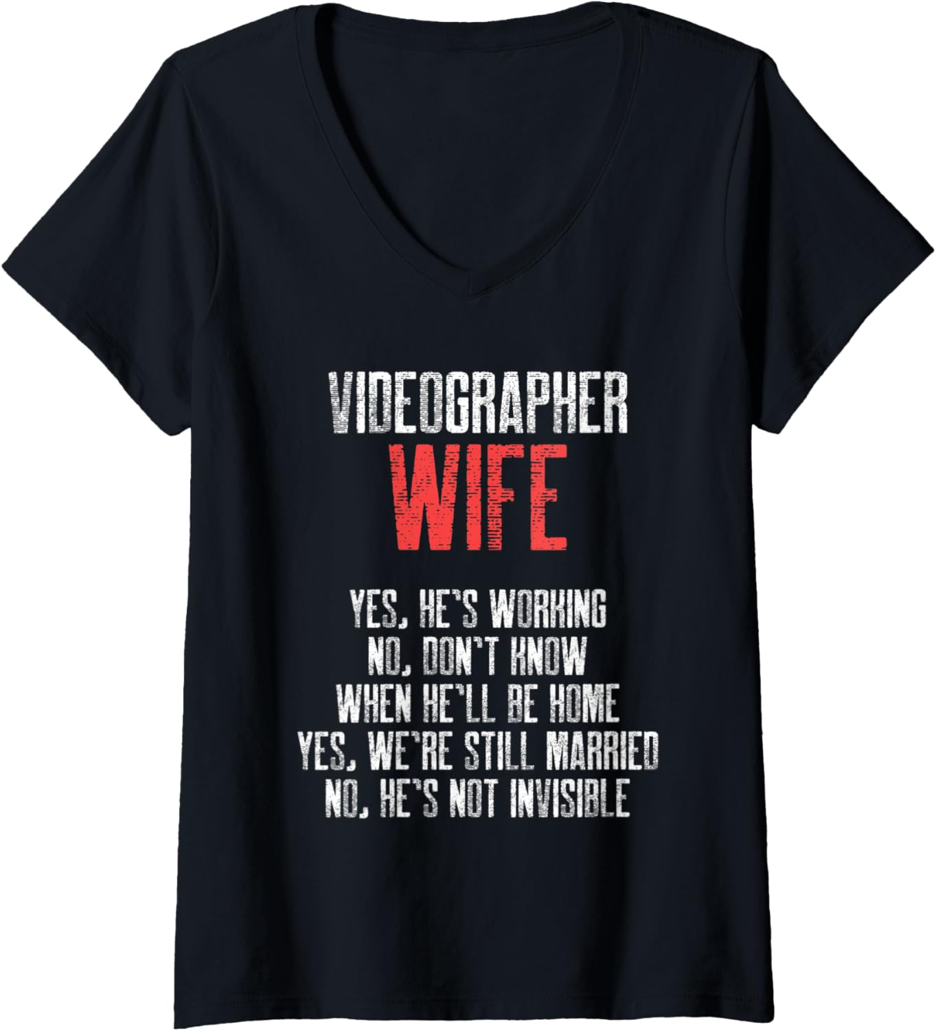 Womens Videographer Wife Work Videography Filmmaker Gift V-Neck