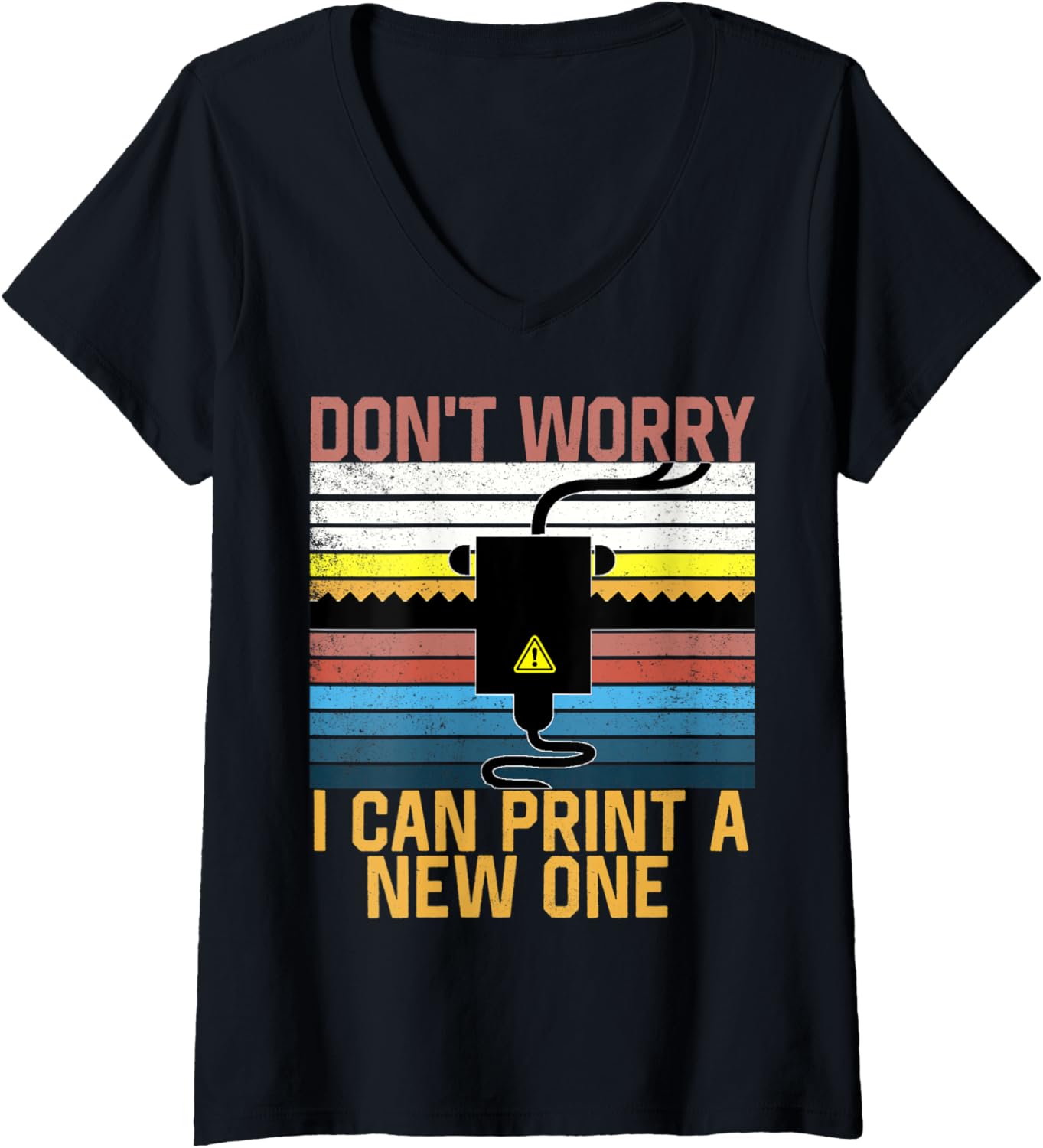 Womens Retro Vintage 3D Printer Tee Idea Geeks V Neck