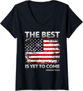 Womens Pro Trump 2024 The Best Is Yet To Come American Flag V Neck