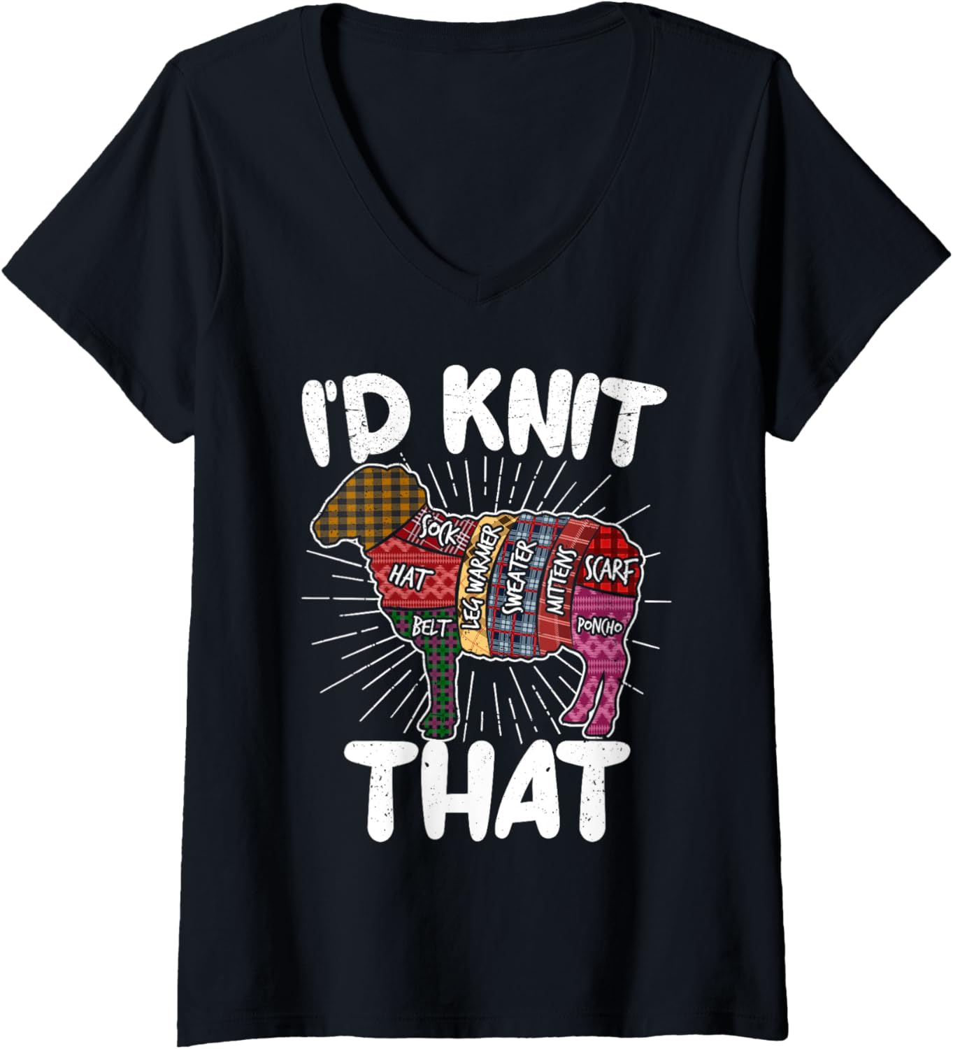 I'd Knit that Funny Knitting Sheep for Yarn Knitters Women V-Neck