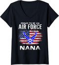 Womens Proud To Be An Air Force Nana With American Flag Gift V Neck
