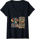 Womens Dragon Colorful Yarn Eggs Just So We Are Clear Yarn Is Mine V-Neck