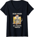 Dead Inside Festive Printer Christmas V Neck