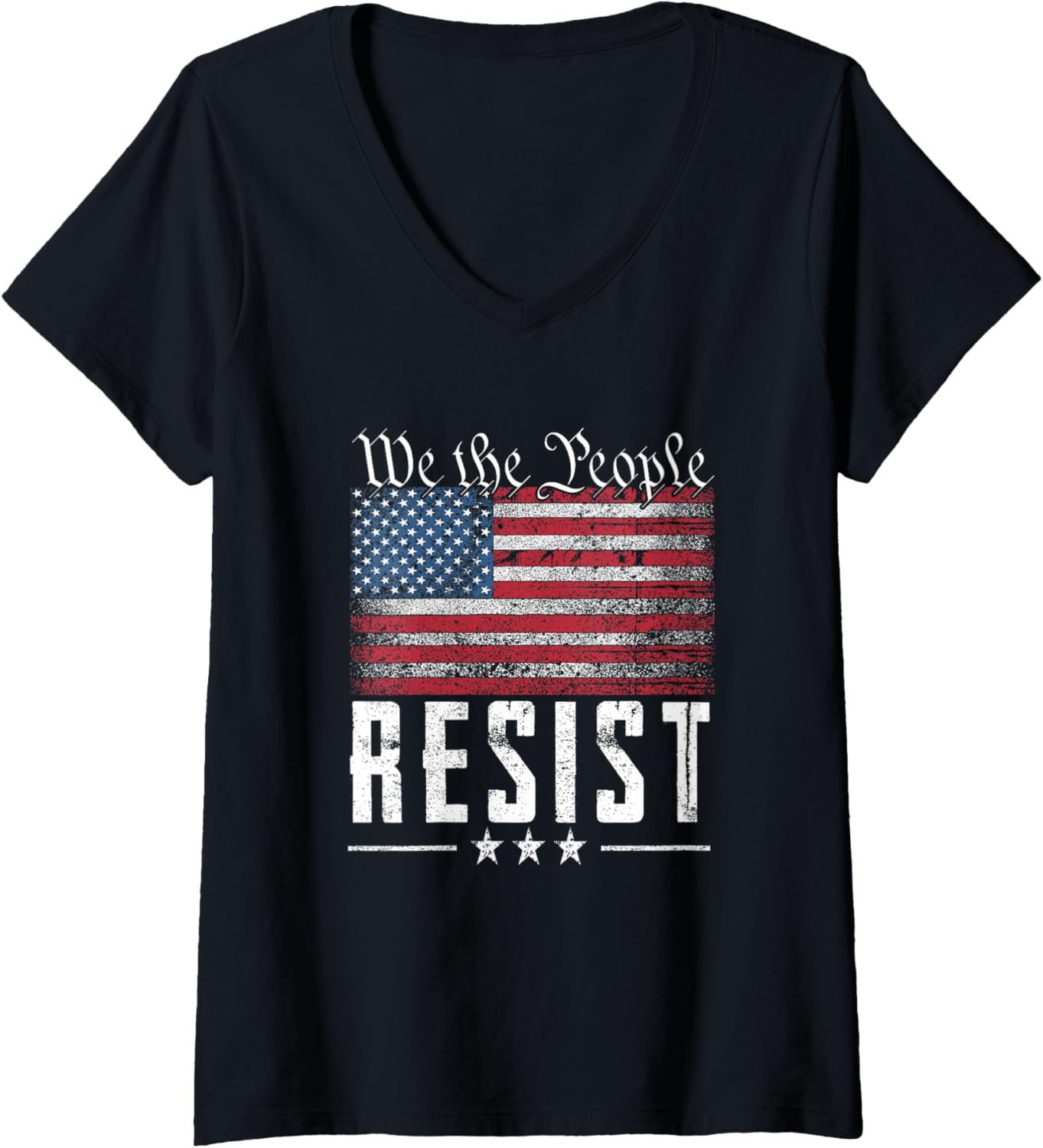 Womens Resist American Flag We The People V Neck