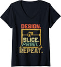 3D Printing 3D Printer Retro Design Slice Print Repeat V Neck