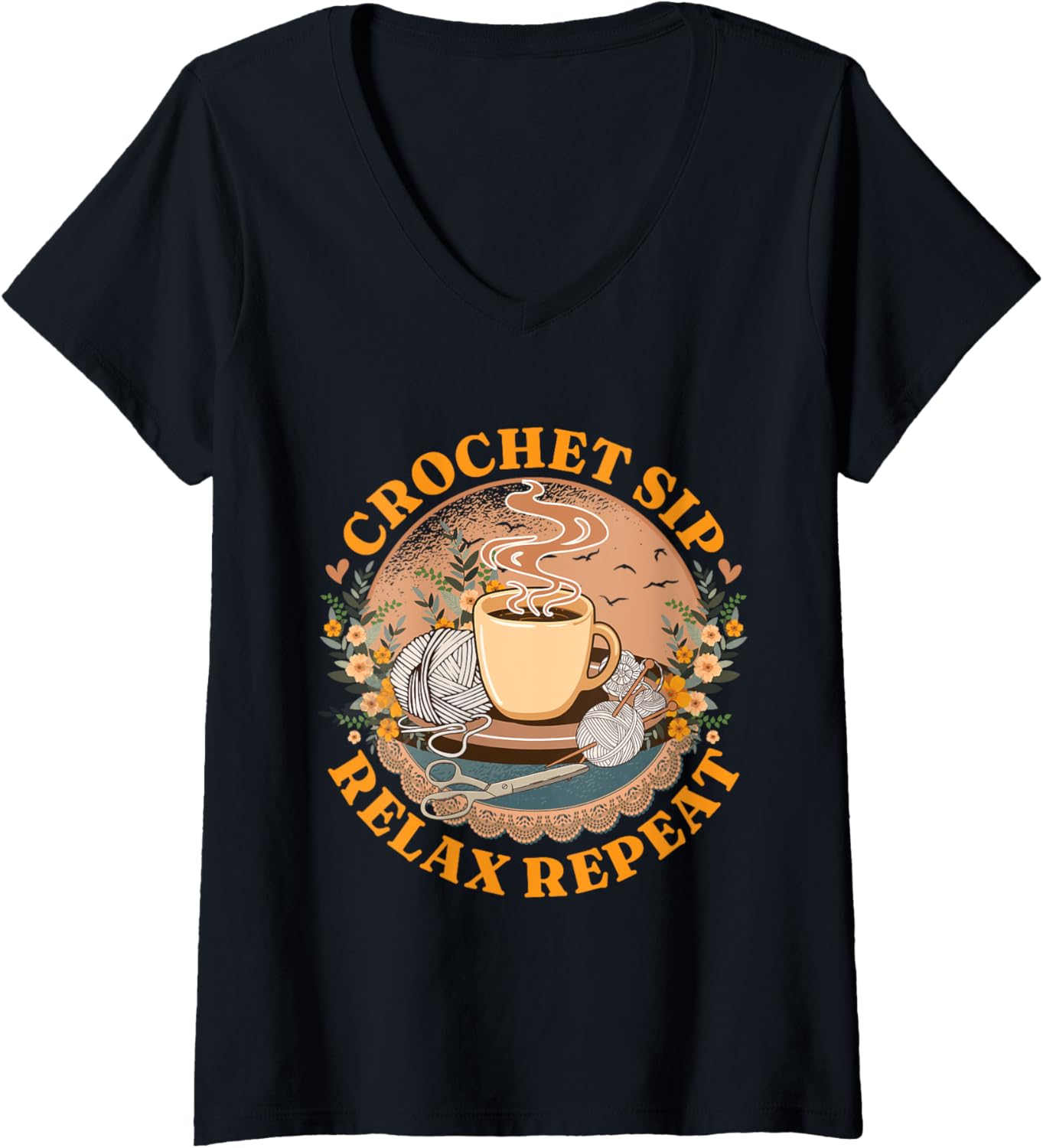 Womens Yarn | Crocheter | Crocheting | Crochet | Coffee V-Neck
