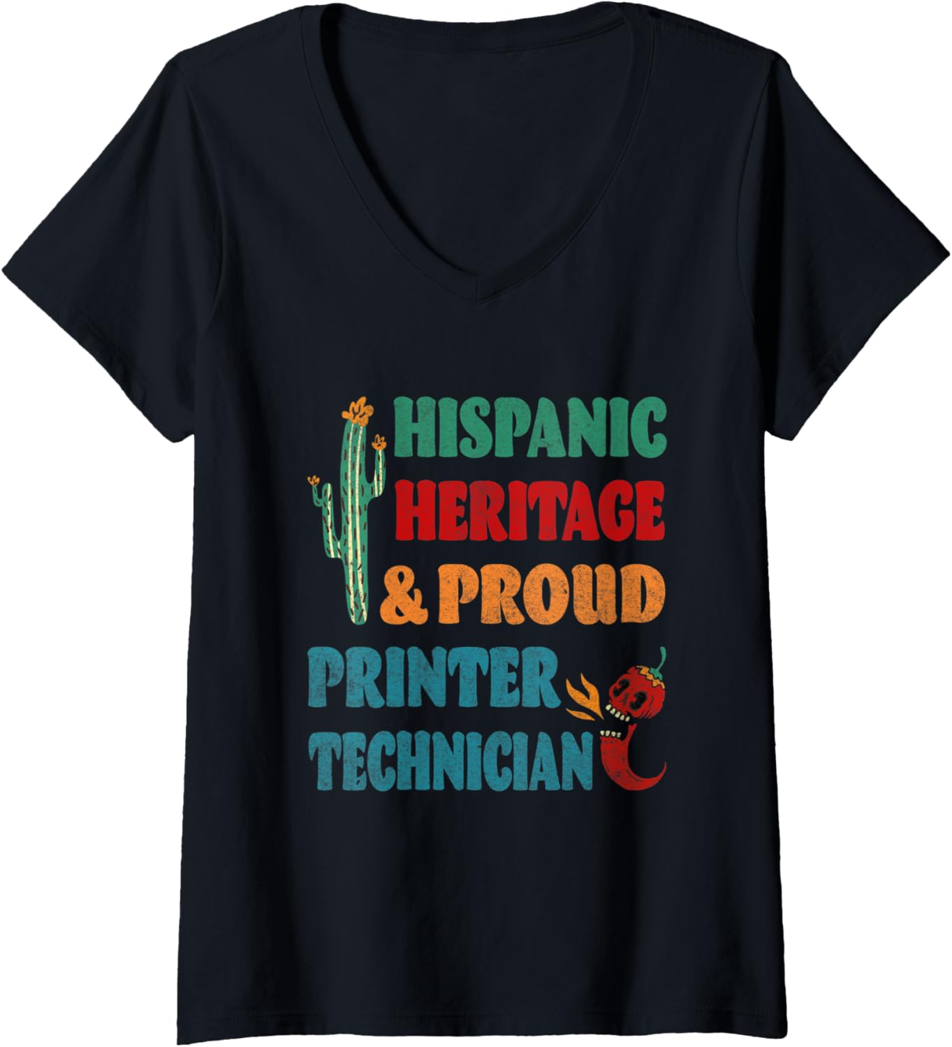 Womens Hispanic Heritage Proud Printer Technician V Neck