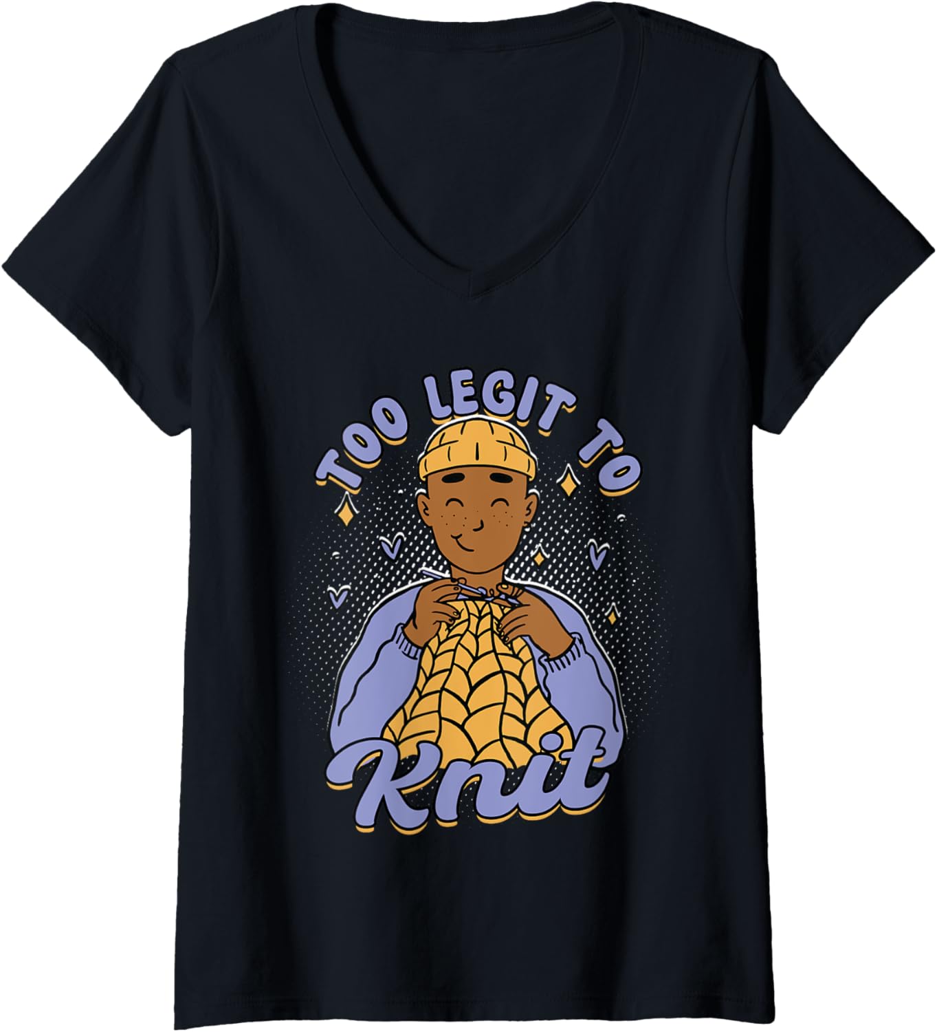 Womens Knitting Yarn Knitter Too legit to knit V-Neck