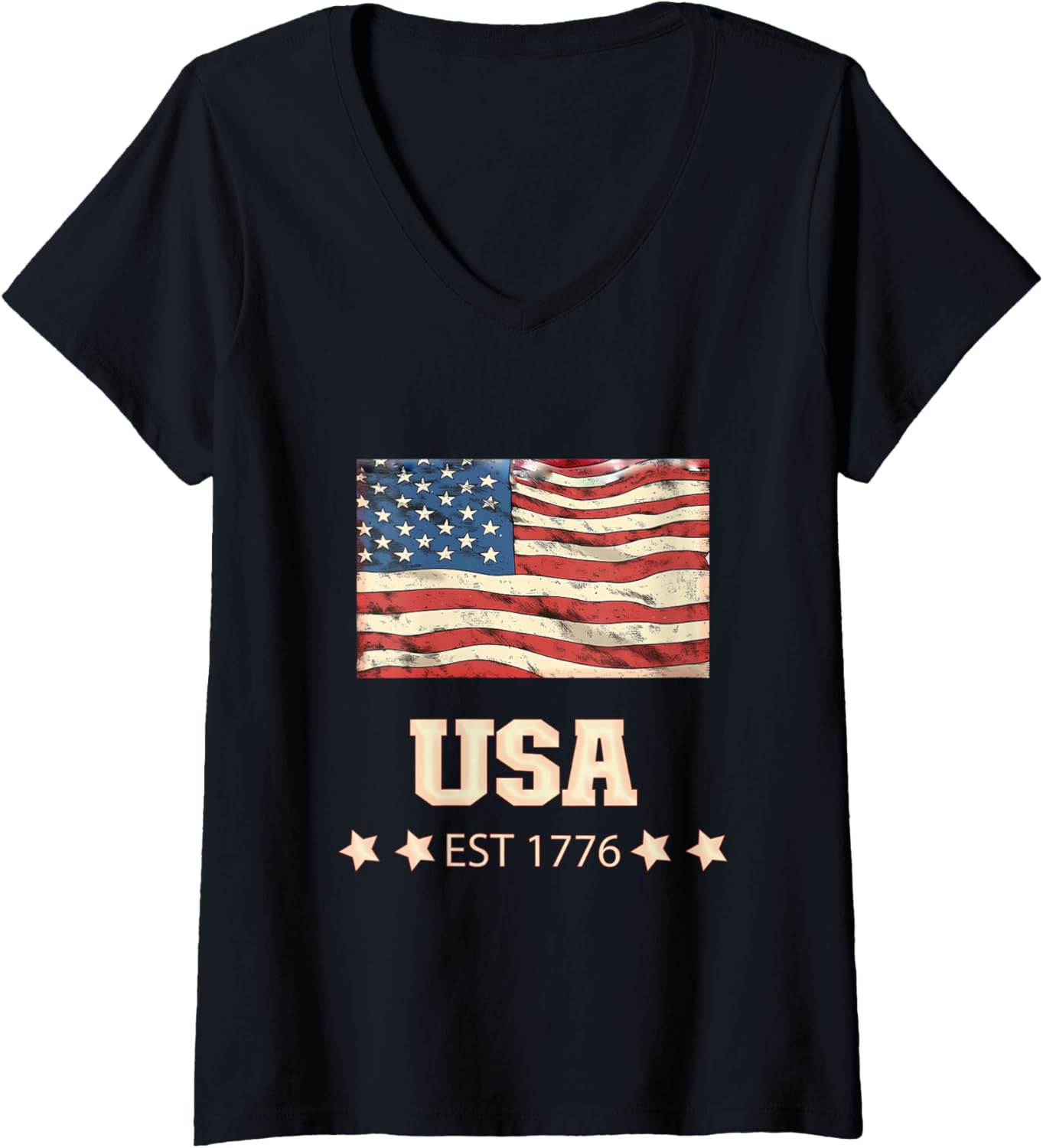 Womens Life Is Really Good Distressed Usa Flag 4Th Of July Beach V Neck