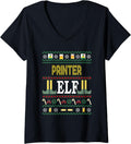 Womens Printer Elf Funny Christmas Gift V Neck