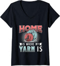 Home Is Where My Yarn Is Knitting Crafting Yarn Crocheting V-Neck