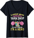 Womens Knitting Knittwear - I rescue yarns trapped in the yarn shop V-Neck