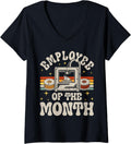 Womens Employee Of Month 3D Printing Retro V Neck