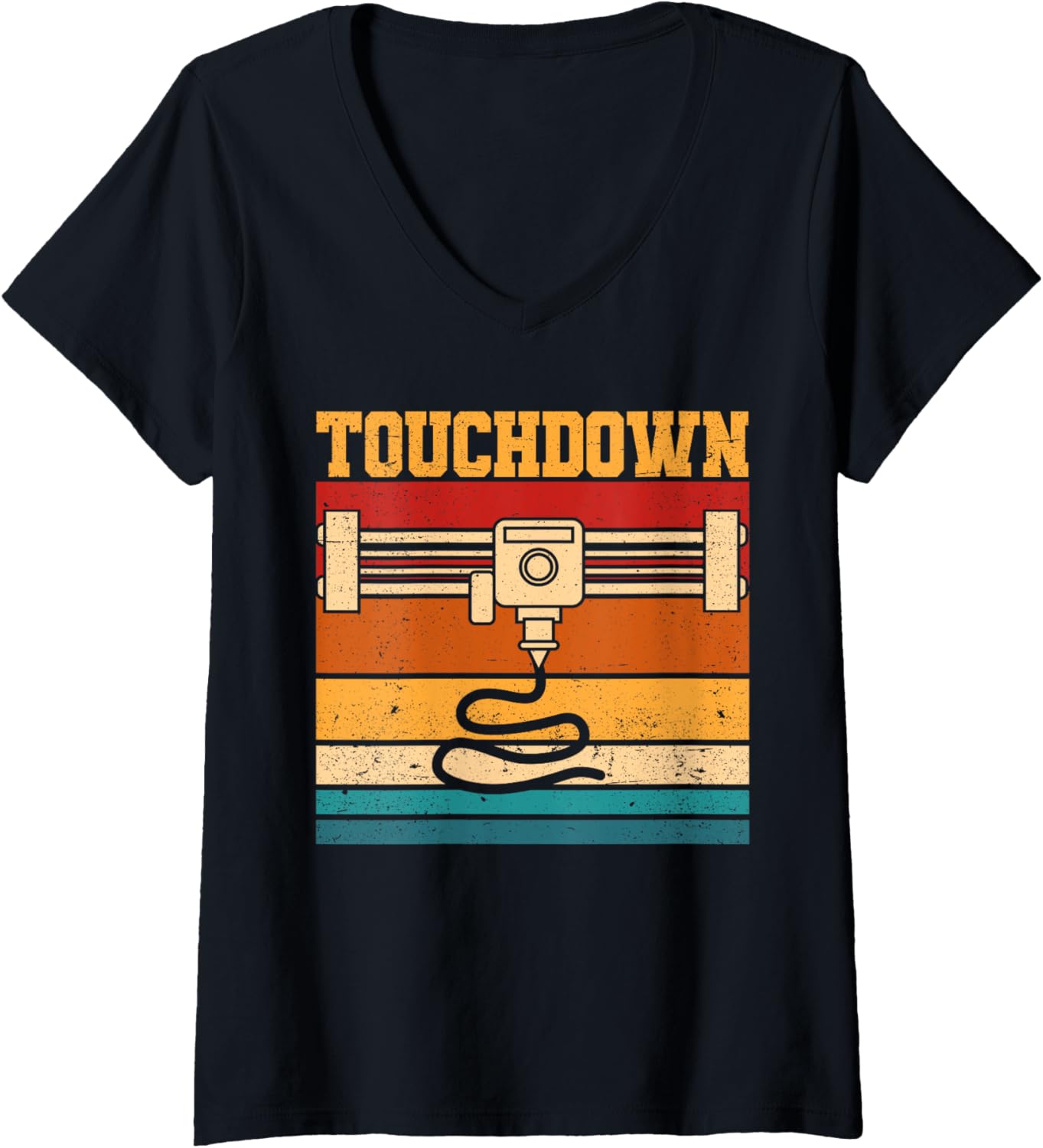 Womens Touchdown Funny 3D Printing Retro 3D Printer Men V Neck