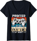 Womens Printer By Day Gamer By Night Video Gaming Fans Retro V