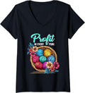 Womens Profit In Every Purl Knitting Humor Funny Saying Yarn Lovers V-Neck
