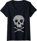 Womens Halloweeen Skull Crochet Lovers Yarn Funny Skeleton gift V-Neck