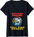 Womens Retired Cardiac Nurse Full Time Hooker Fisherman V Neck