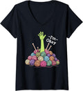 Womens I'm okay crochet yarn funny knitting Im okay yarn crocheting V-Neck