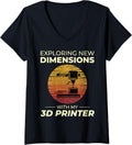 Womens 3D Printer Retro 3D Printing Vintage Funny V Neck