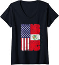 Womens Peru Peruvian American Flag Pride Patriotic Vintage V Neck