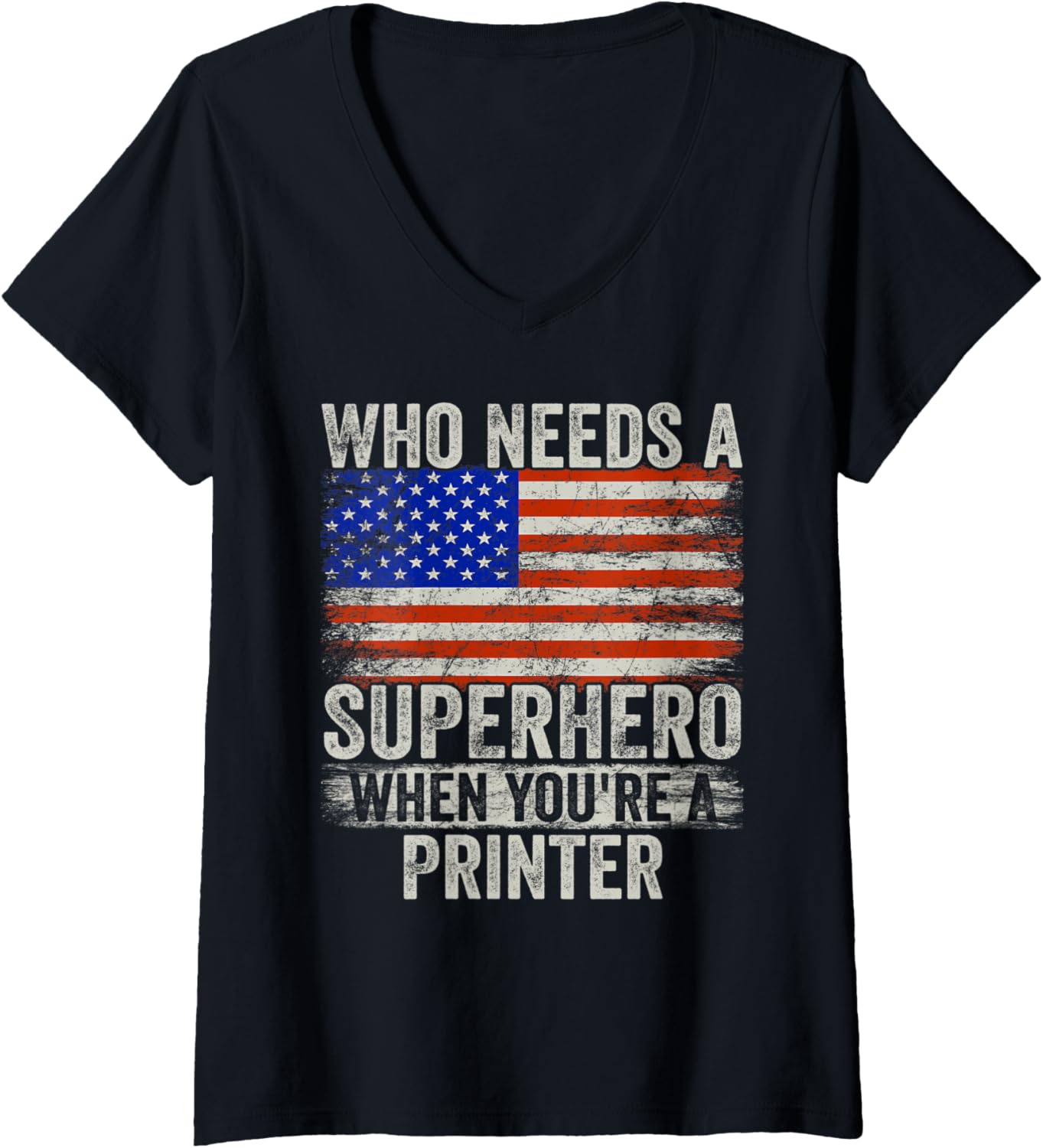 Womens Funny Printer Superhero Vintage Tee Men Dad V Neck