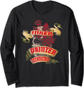 Printer Technician Inked Skull Red Roses Tattoo Long Sleeve