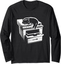 Office Cat Sleeping On Printer Cute Cat Kitten Lover Long Sleeve
