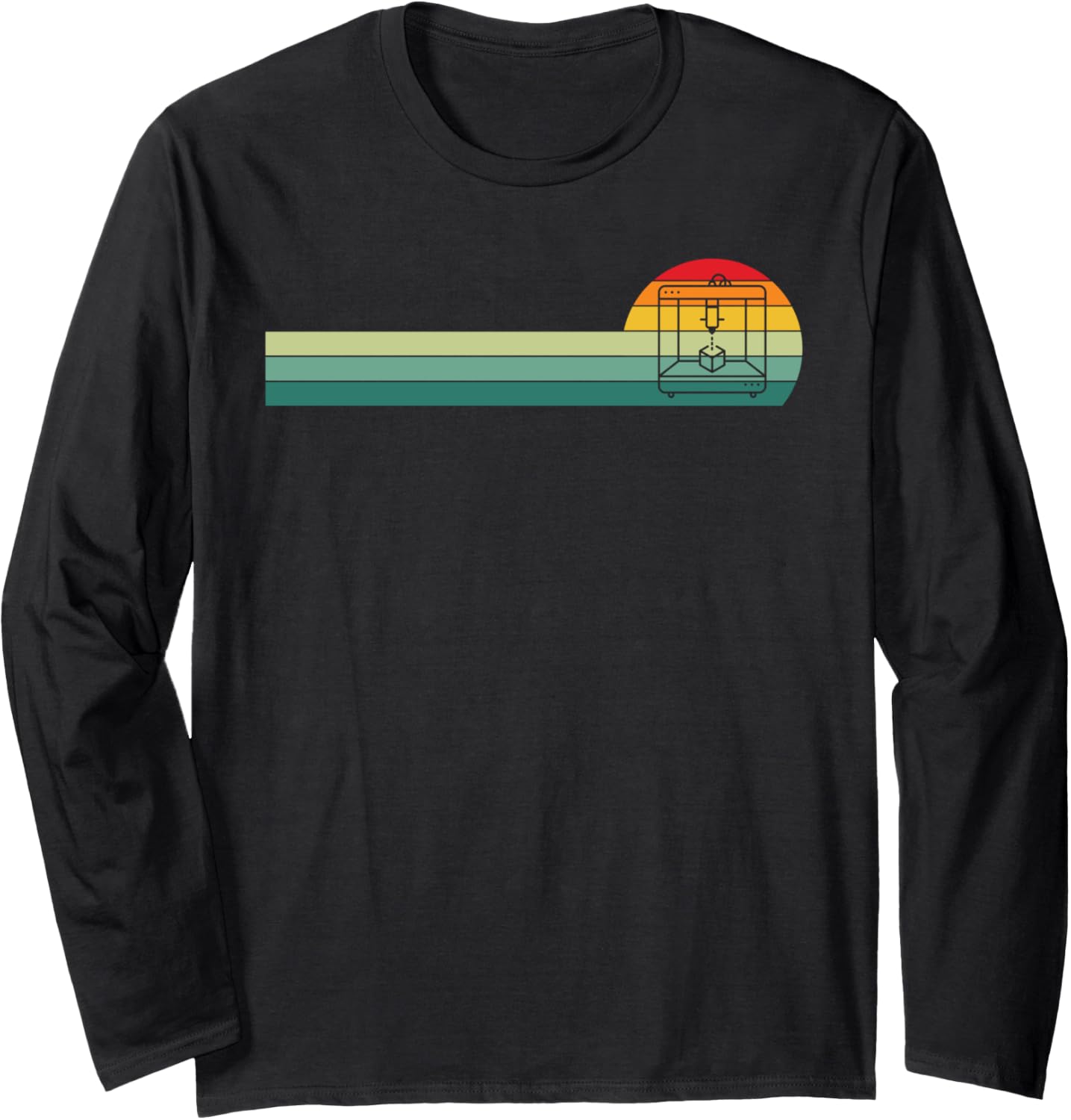 Retro Vintage 3D Printer Machinist 3D Printing Long Sleeve