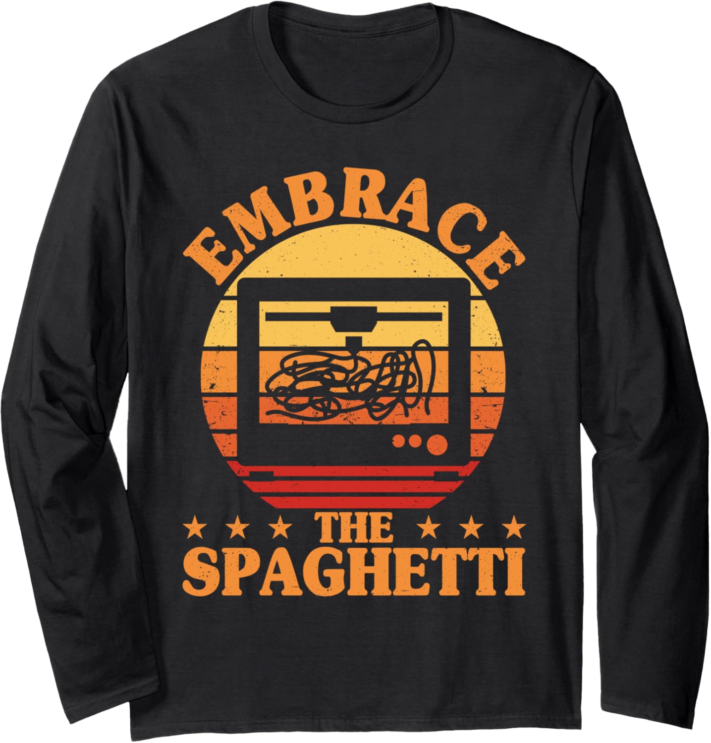 Embrace Spaghetti Retro 3D Printing Funny 3D Printer Long Sleeve