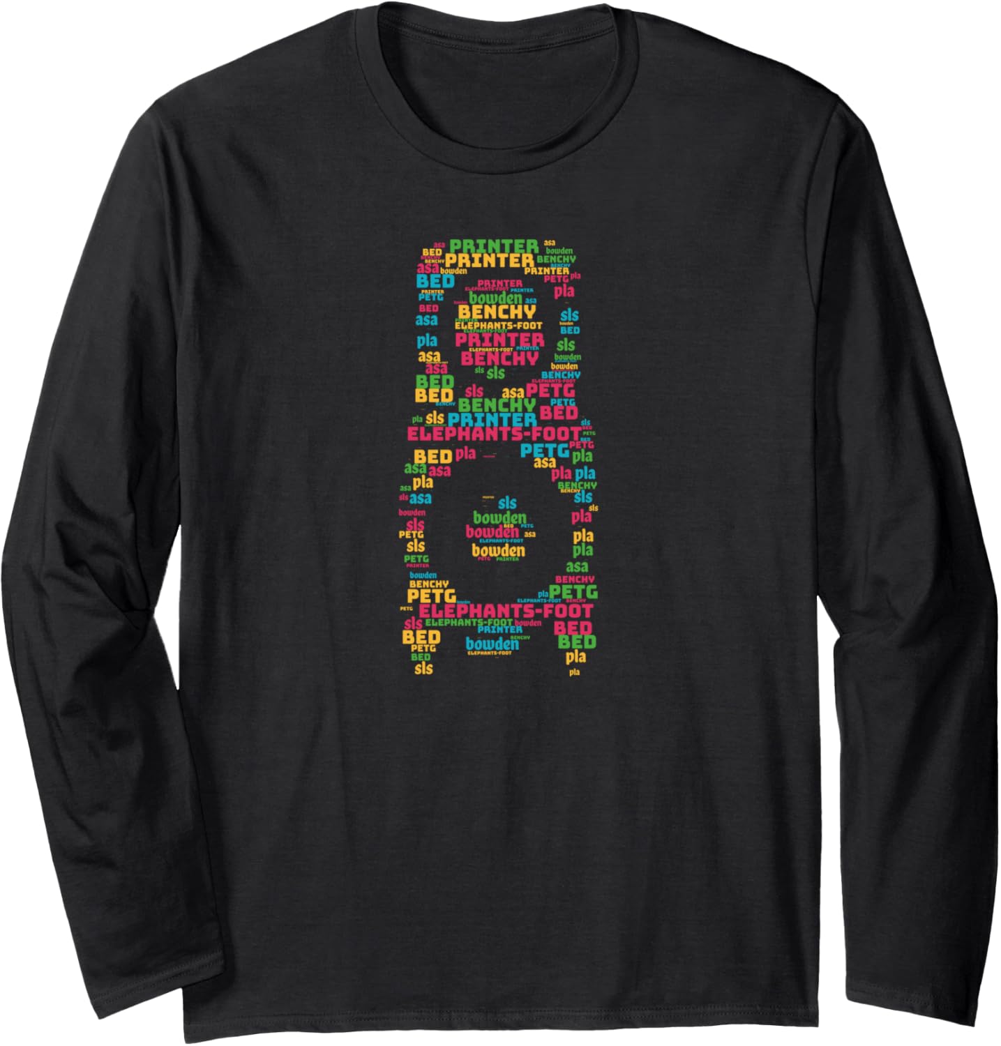 3D Printer Hot End Word Cloud Design Long Sleeve