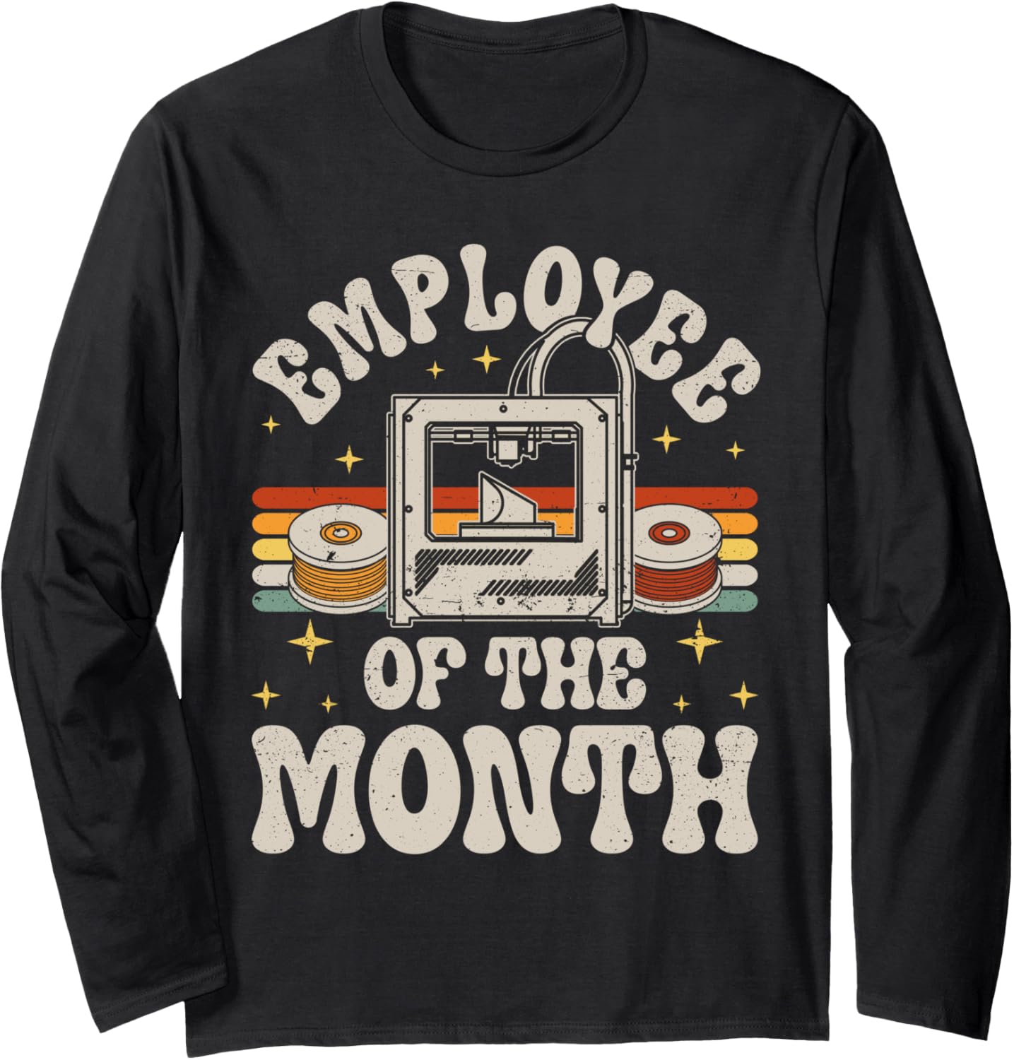 Employee Of Month 3D Printing Retro Long Sleeve