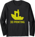 Benchy Shape Yellow Filament Layers 3D Printing Enthusiast Long Sleeve