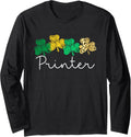 Shamrock Leopard Saint Paddys Irish Printer St Patricks Day Long Sleeve