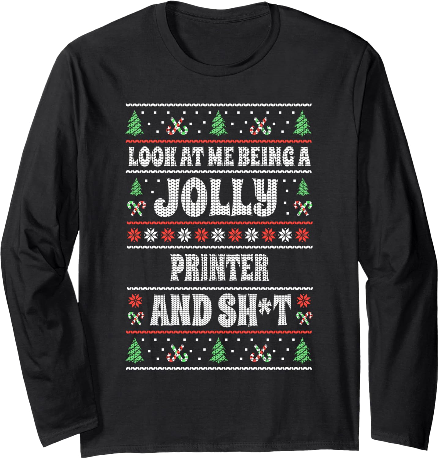 Funny Printer Ugly Christmas Design Xmas Themed Long Sleeve