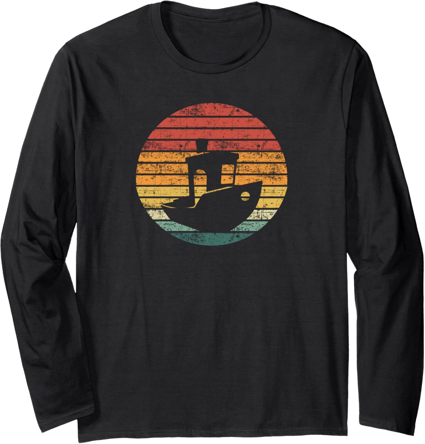 Vintage 3D Printing Benchy Sunset 3D Printer Maker Long Sleeve