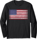 American Flag Shirt Distressed Rugged 4Th Of July Gift Long Sleeve
