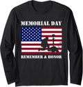 Memorial Day Usa Flag Remember Honor Veterans Men Women Long Sleeve