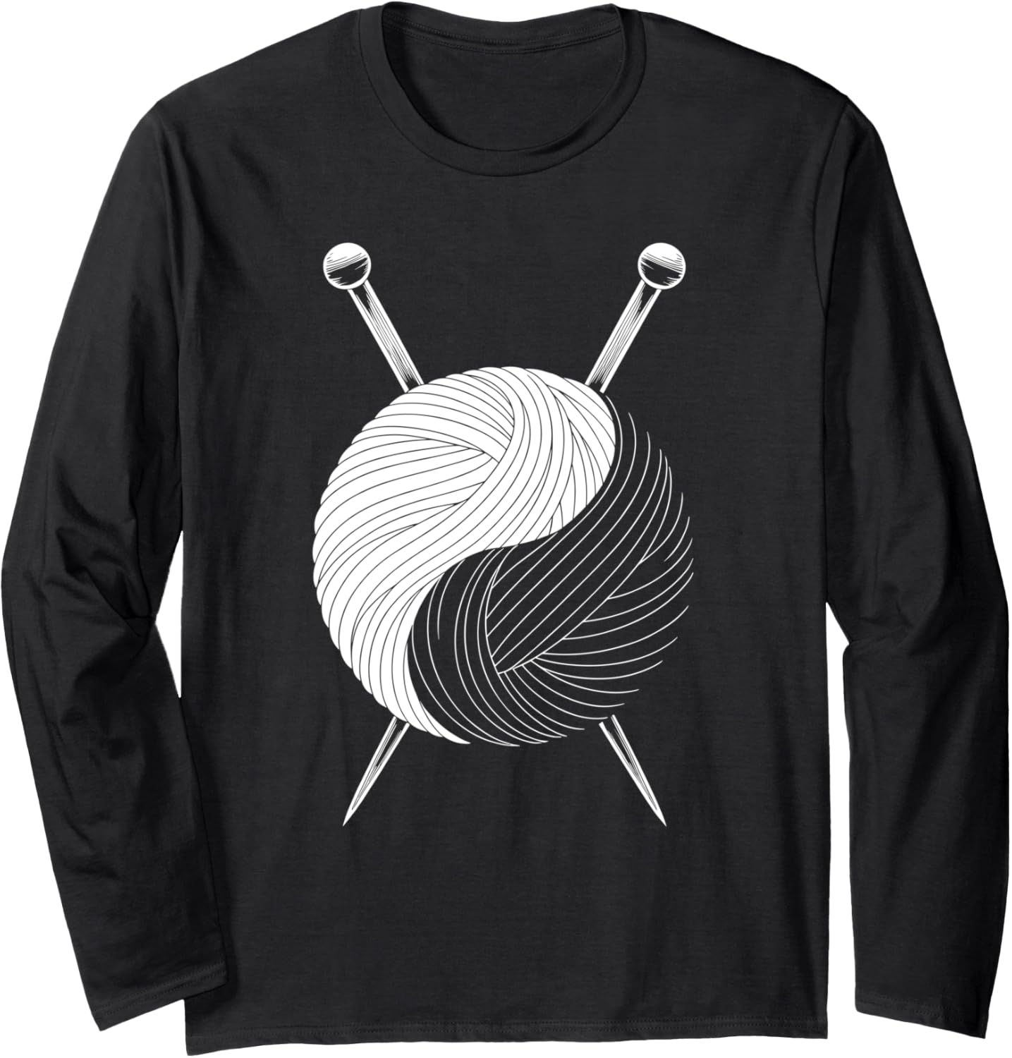 Yin And Yang Yarn Crocheting Crochet Crocheter Knitter Long Sleeve