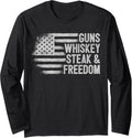 Gun Whiskey Steak Freedom Usa American Flag 2Nd Amendment Long Sleeve