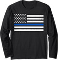 Thin Blue Line American Flag Police Officer Law Enforcement Long Sleeve