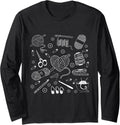 Knitting Doodles Cute Crocheter Icons for Yarn Lover Long Sleeve