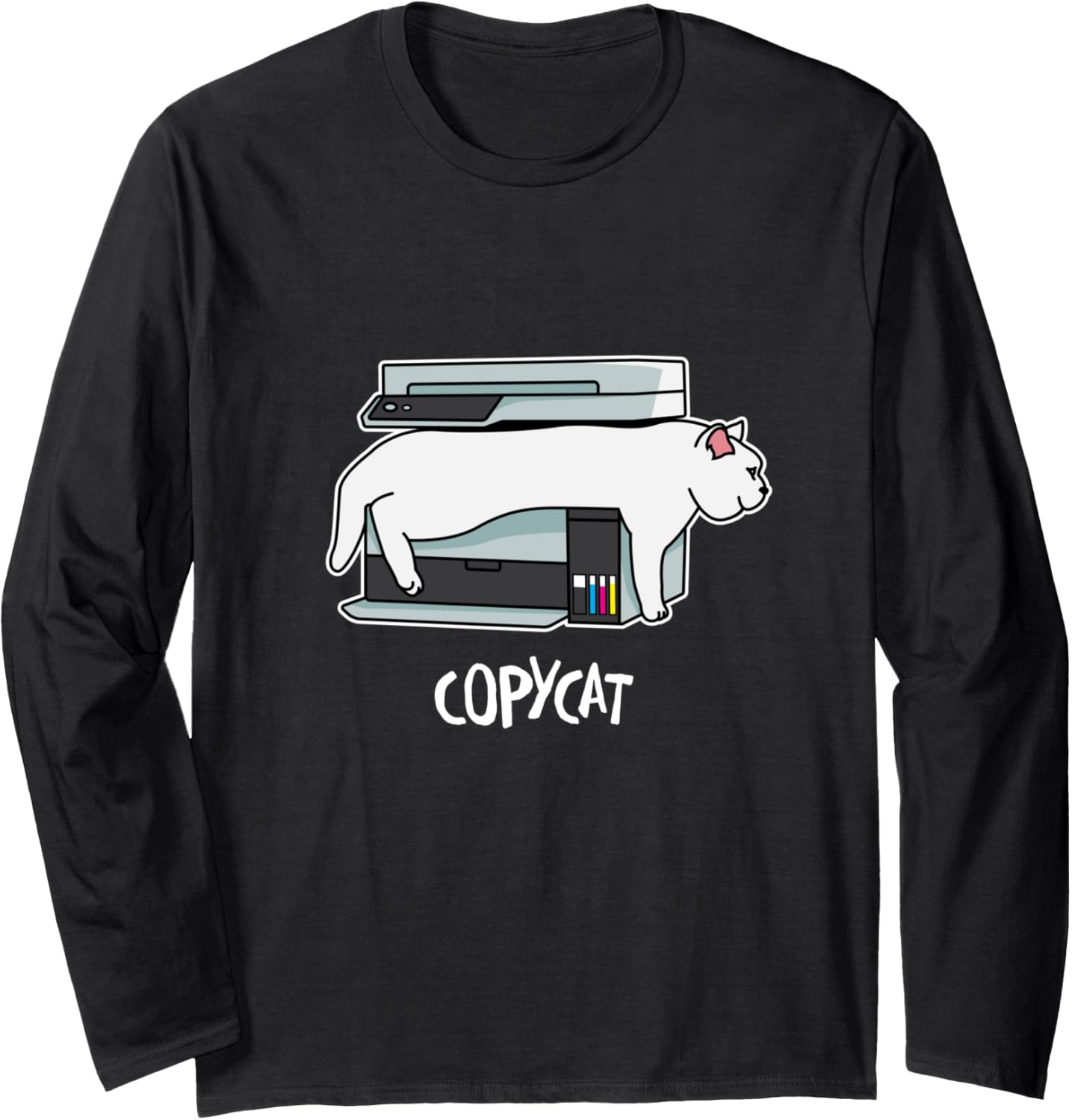 Funny Copycat Cat On Printer Long Sleeve