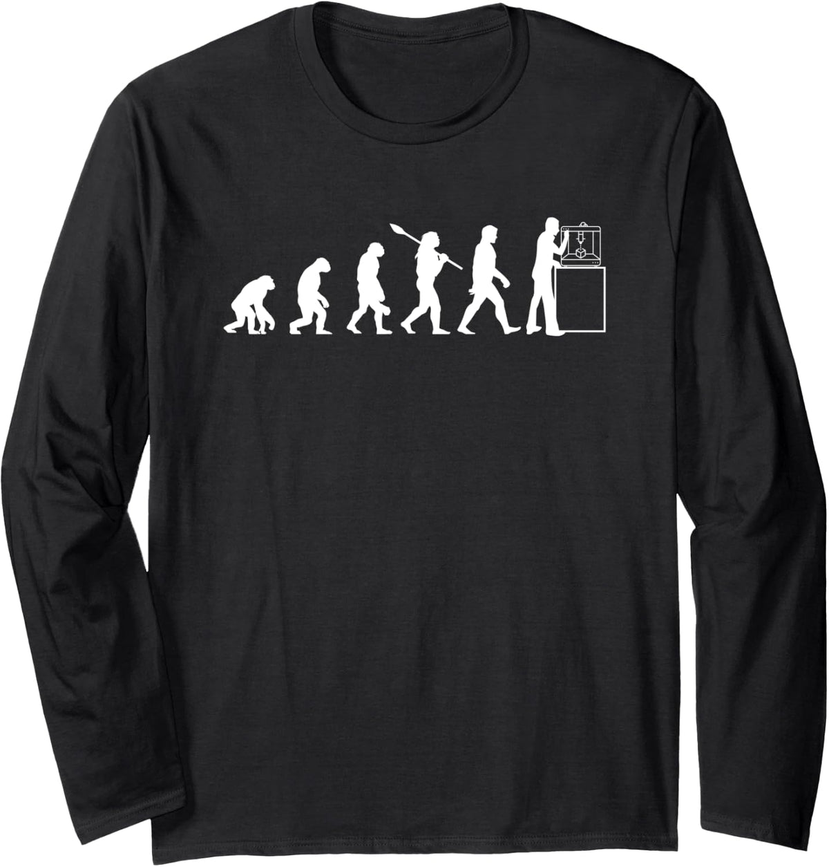 3D Printing Human Evolution Silhouette 3D Printer Lovers Long Sleeve