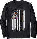 American Flag Billiard Vintage Pool Player Long Sleeve