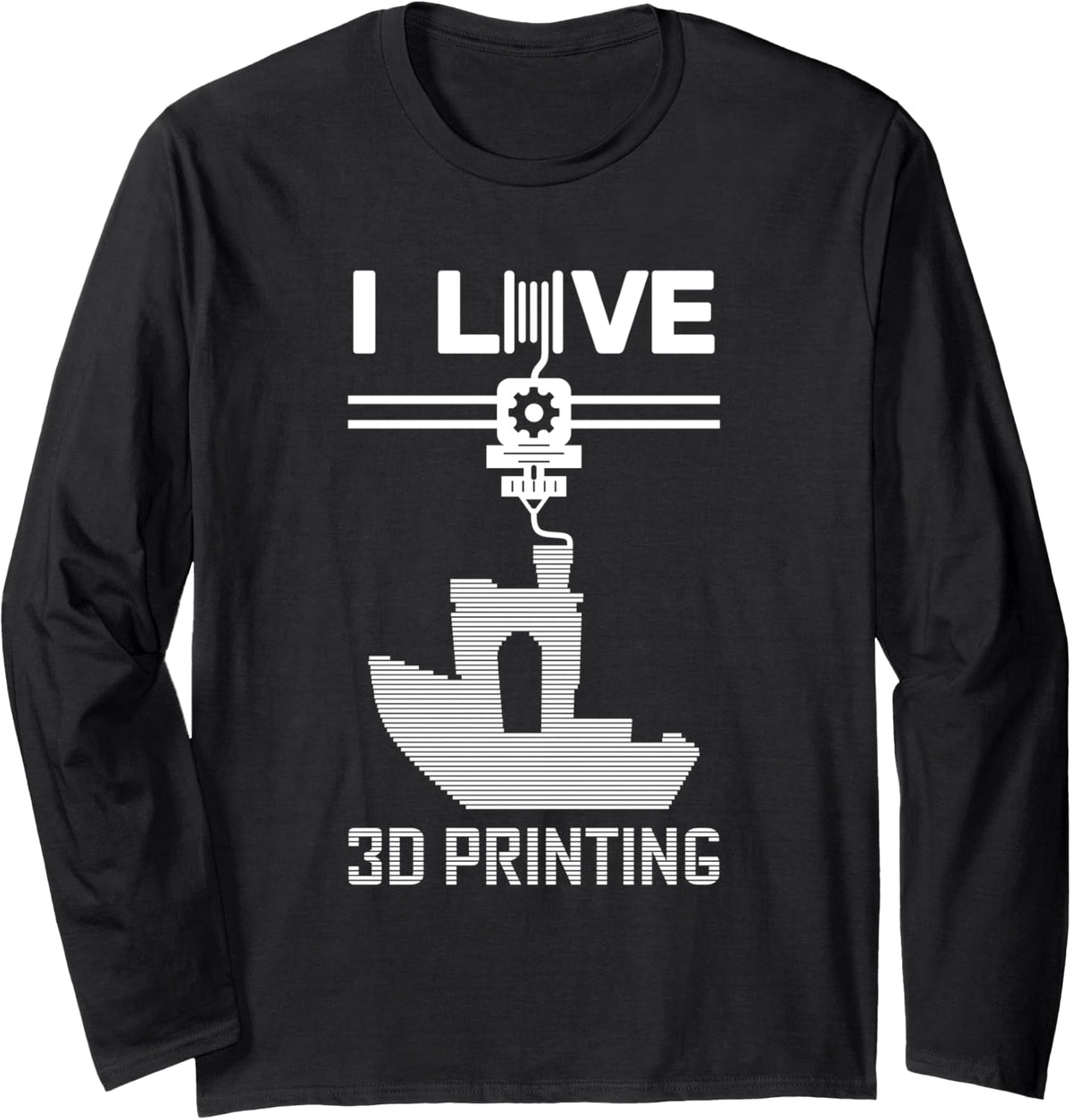 I Love 3D Printing Benchy Extruder White 3D Printing Fan Long Sleeve