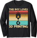 Cool 3D Print Design Boys Men 3D Printer Lover Printing Long Sleeve