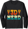 3D Nerd 3D Printer Modelling Nozzle 3D Printing Lover Long Sleeve