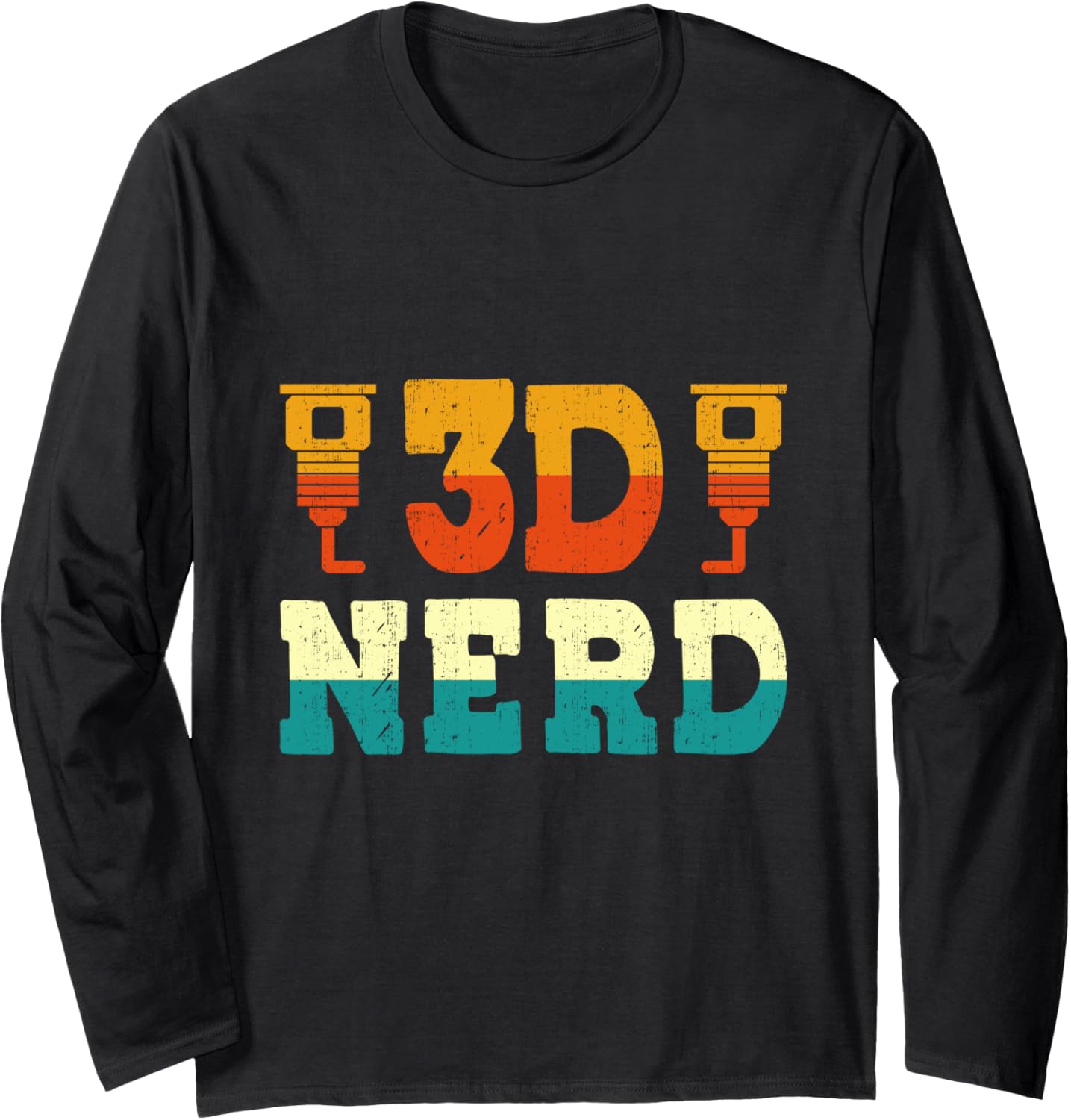 3D Nerd 3D Printer Modelling Nozzle 3D Printing Lover Long Sleeve