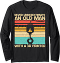 Cool 3D Print Design Grandpa 3D Printer Lover Printing Long Sleeve